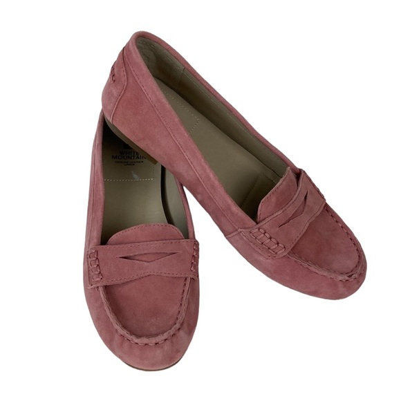 White Mountain Shoes - White Mountain Maurice Pink Suede Penny Loafer Flat